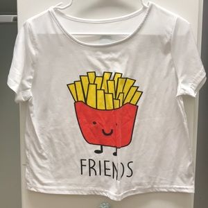 White tee with French fries
